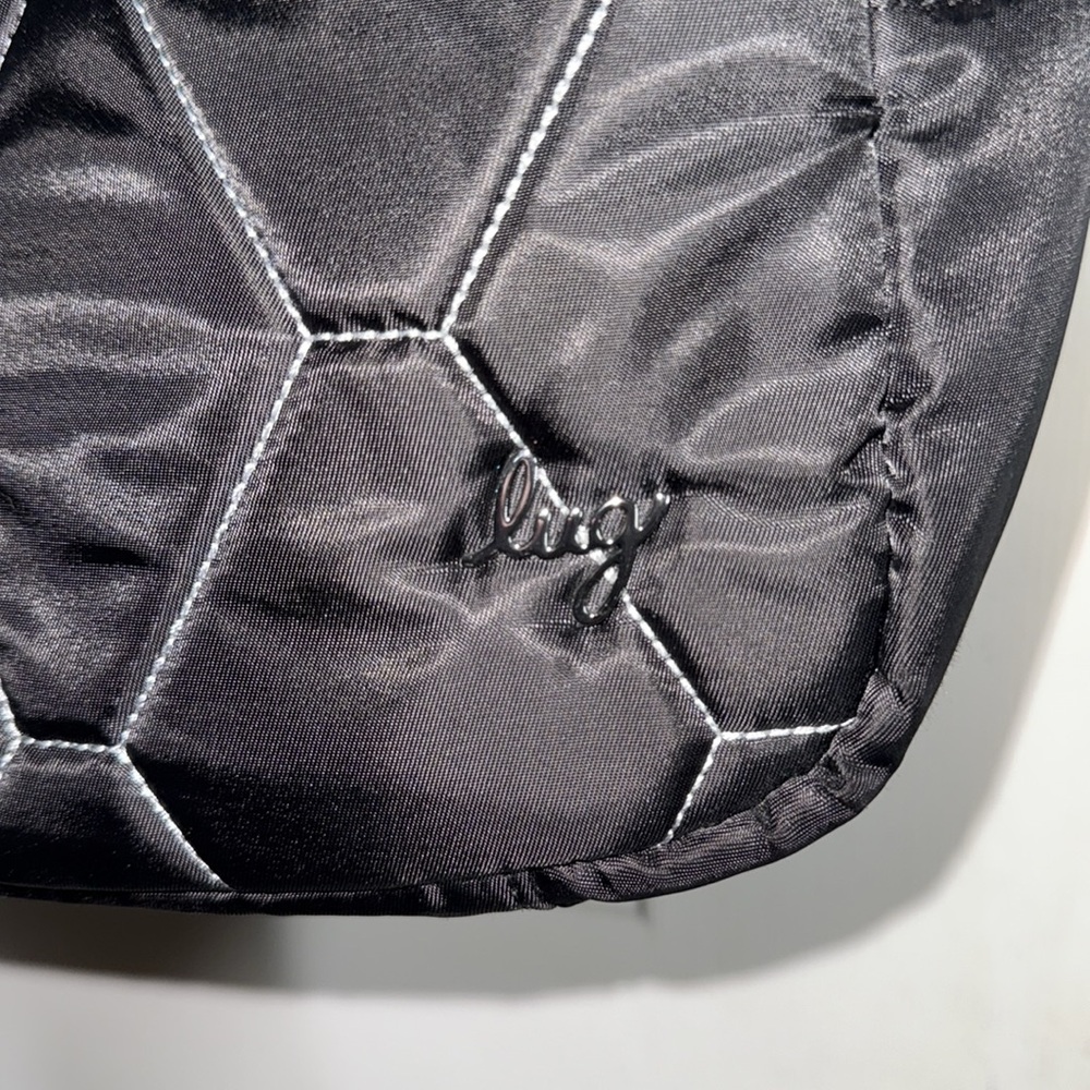 Lug Winger Black Hobo Bag With Silver/Geo Grid Flora Grey Large Crossbody Bag - Picture 4 of 14